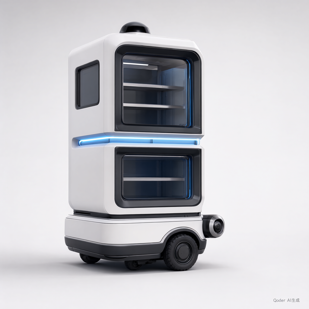 DeliBot D20 — Indoor delivery robot with 4 lockable trays and elevator API